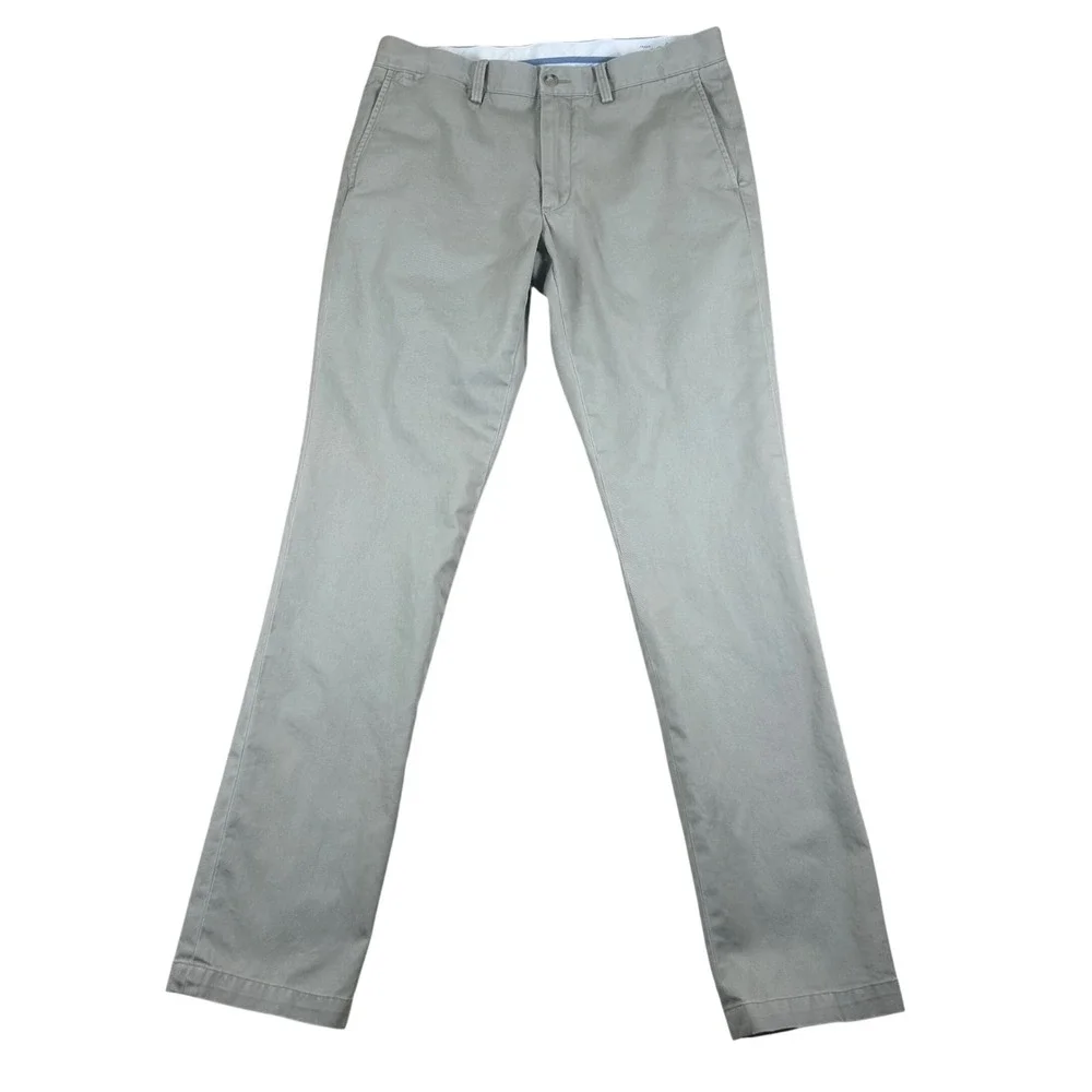 Polo Ralph Lauren Slim Fit Chino Pants Men 32x34 Khaki Tan Cotton Twill Trousers
